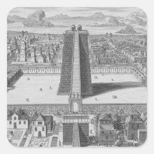 Pegatina Cuadrada El gran templo de Vitsliputsli en Ciudad de
