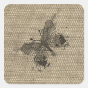 Pegatina Cuadrada El gris de moda lindo fresco salpica la mariposa