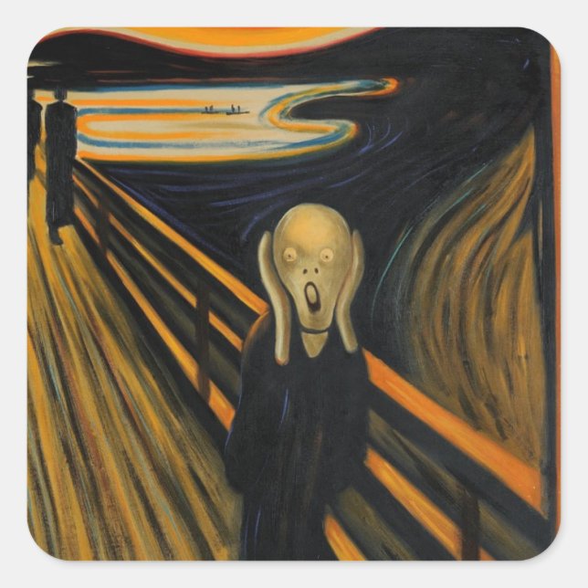 Pegatina Cuadrada El grito de Edvard Munch (Anverso)