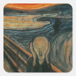 Pegatina Cuadrada El Grito - Edvard Munch. Pintura de arte.