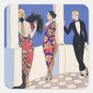 Pegatina Cuadrada El gusto de Shawls, 1922 (impresión del pochoir)