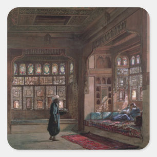 Pegatina Cuadrada El harem del jeque Sadat, El Cairo, 1870