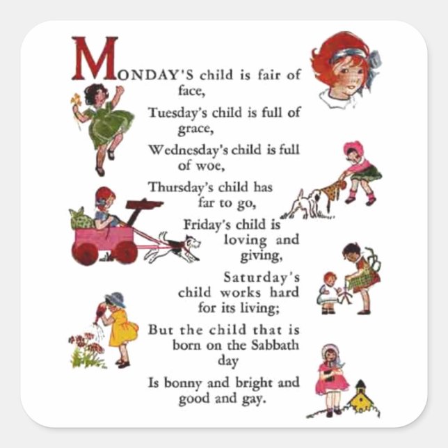 Pegatina Cuadrada El hijo del lunes (Anverso)