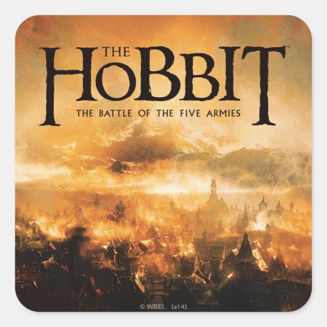 Pegatina Cuadrada El Hobbit: La BATALLA DEL Logo DE CINCO ARMIES™ (Anverso)