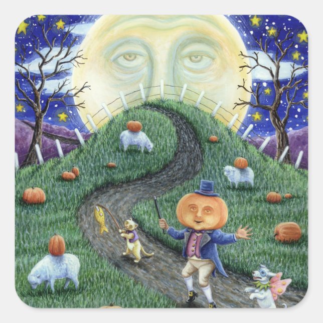 PEGATINA CUADRADA EL HOMBRE DE LA REUNIÓN DEL HOMBRE DE LA PUMPKIN E (Anverso)