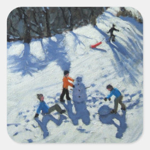 Pegatina Cuadrada El hombre de nieve 2