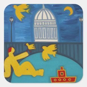 Pegatina Cuadrada El hombre debajo del puente 2006