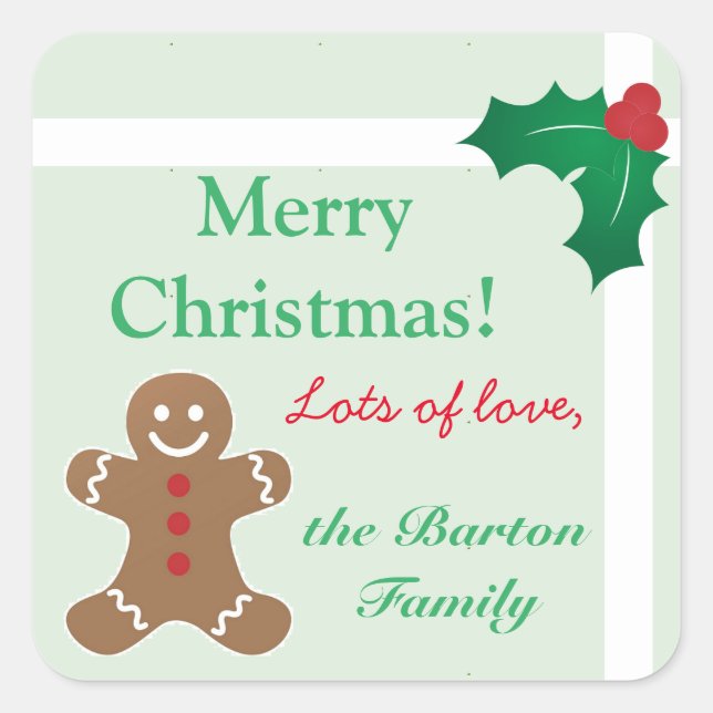 Pegatina Cuadrada El hombre del pan de jengibre y Holly (Anverso)
