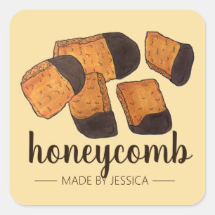 Pegatina Cuadrada El Honeycomb Británico Esponge Toffee Candy hecho