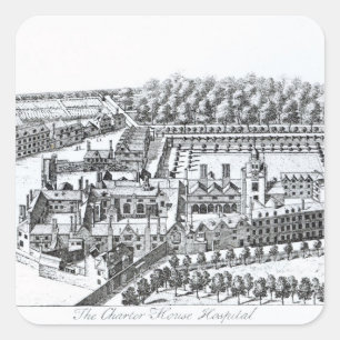 Pegatina Cuadrada El Hospital Charterhouse, c.1720