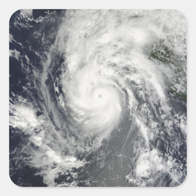 Pegatina Cuadrada El huracán Jimena se acerca a Baja California (Anverso)