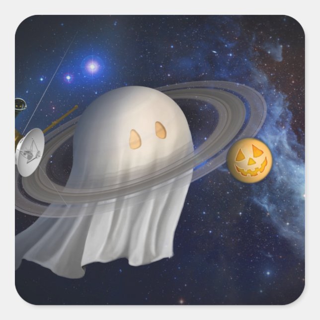 Pegatina Cuadrada El ilustracion de Halloween de un artista (Anverso)