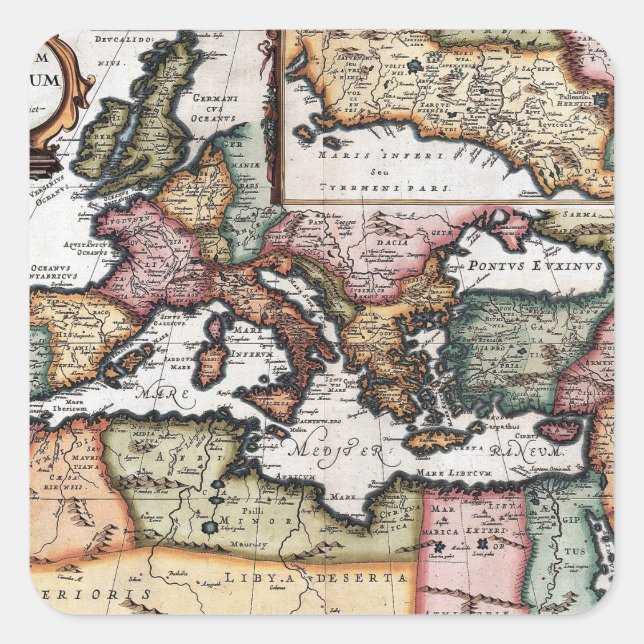 Pegatina Cuadrada El Imperio Romano (Anverso)