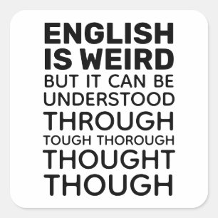 Pegatina Cuadrada El inglés es divertido Gramática divertida