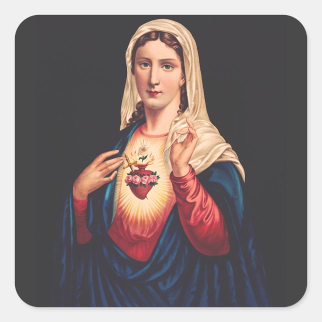 Pegatina Cuadrada El Inmaculado Corazón de María (Anverso)