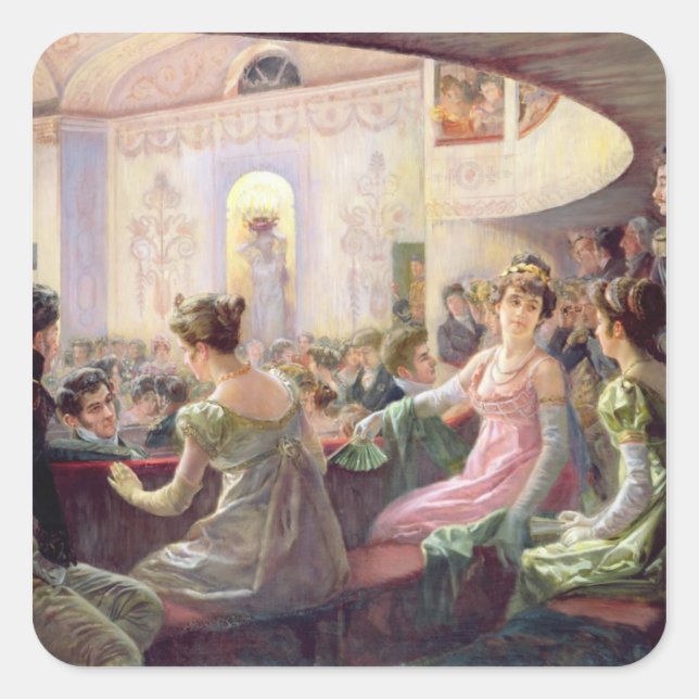 Pegatina Cuadrada El intervalo en el teatro (Anverso)