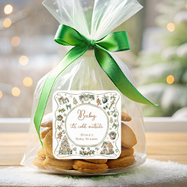 Pegatina Cuadrada El invierno bebe su frío fuera del invierno Baby S