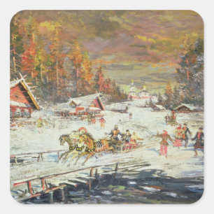 Pegatina Cuadrada El invierno ruso, 1900-10
