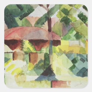 Pegatina Cuadrada El jardín, 1914 (w/c en el papel)