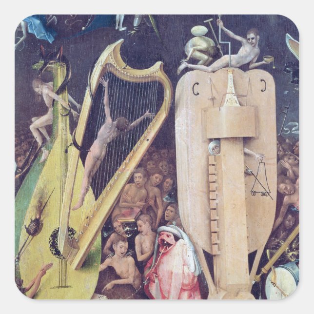 Pegatina Cuadrada El Jardín de las Delicias Terrestres (Anverso)