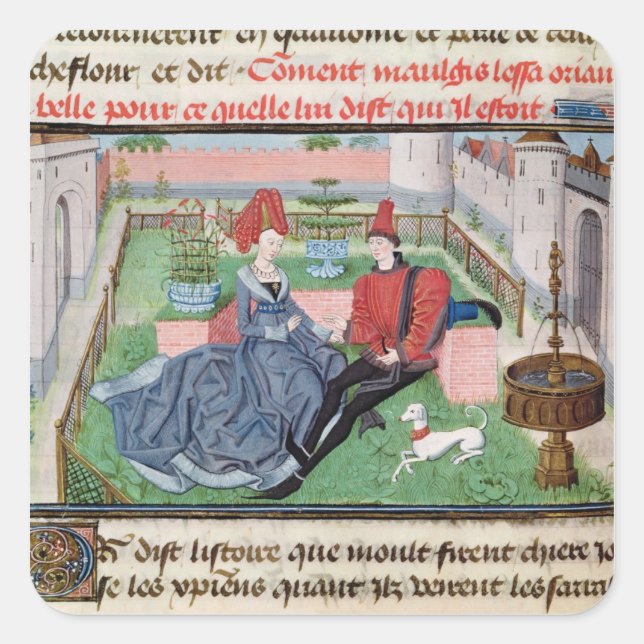 Pegatina Cuadrada El jardín del amor (Anverso)