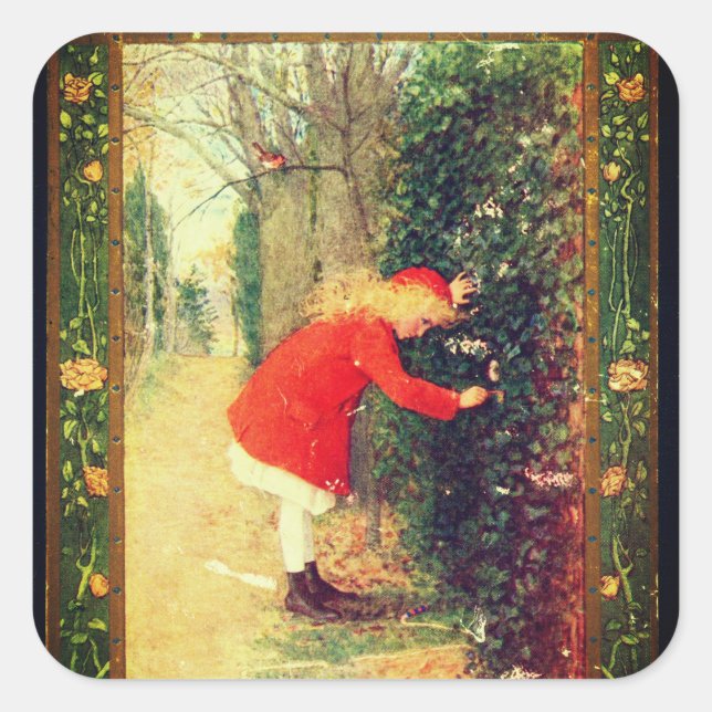 Pegatina Cuadrada El jardín secreto | (Anverso)