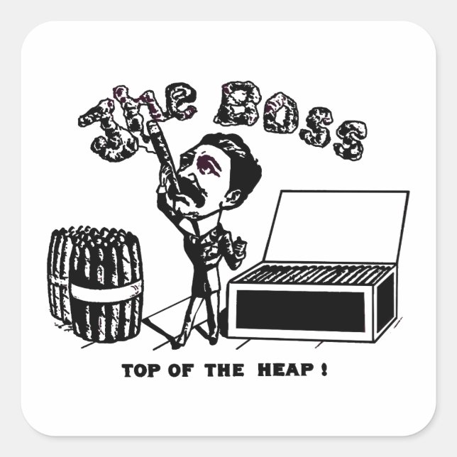 Pegatina Cuadrada El jefe vintage Cigar Advertisement Art (Anverso)