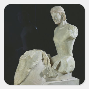 Pegatina Cuadrada El jinete de Rampin, c.550-540 A.C.