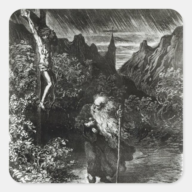 Pegatina Cuadrada El judío errante (Anverso)