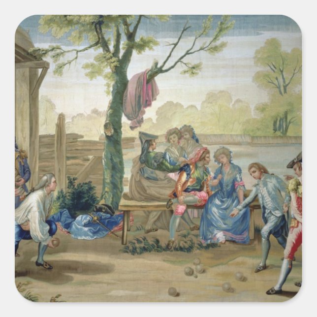 Pegatina Cuadrada El juego de los bolos (Anverso)