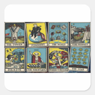 PEGATINA CUADRADA EL JUEGO DE TARJETA DE ILLUMINATI