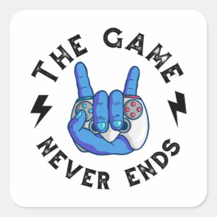 Pegatina Cuadrada El juego nunca termina