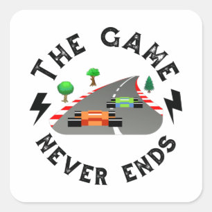 Pegatina Cuadrada El juego nunca termina
