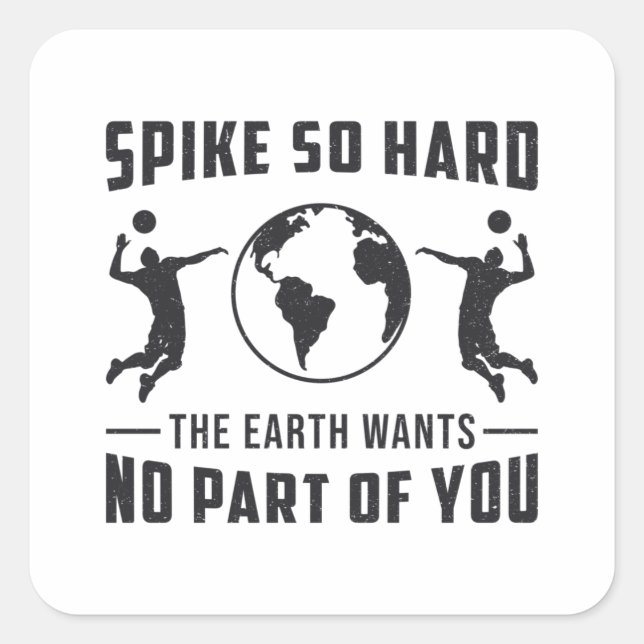 Pegatina Cuadrada El jugador de voleibol hace un regalo tan duro de  (Anverso)