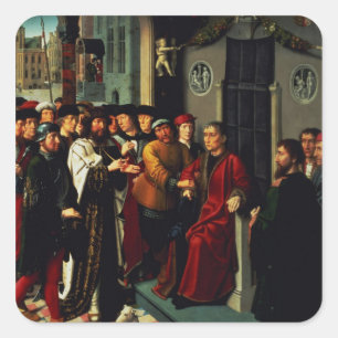 Pegatina Cuadrada El juicio de Cambyses, 1498