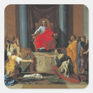 Pegatina Cuadrada El juicio de Solomon, 1649