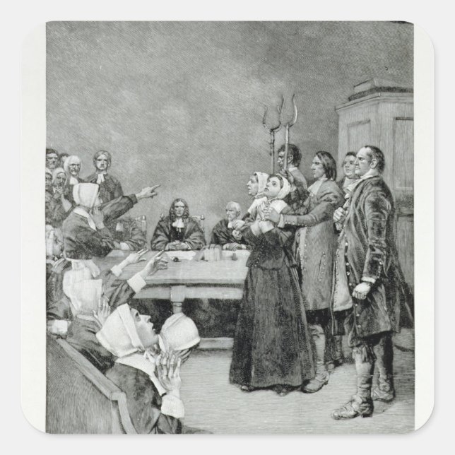 Pegatina Cuadrada El juicio de una bruja (Anverso)