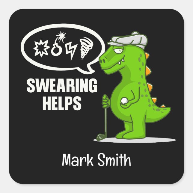 Pegatina Cuadrada El juramento de golf ayuda a divertirse (Anverso)