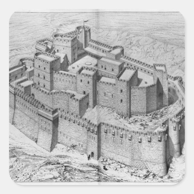 Pegatina Cuadrada El Krak des Chevaliers, reconstrucción (Anverso)