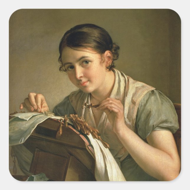 Pegatina Cuadrada El Lacemaker, 1823 (Anverso)
