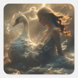 PEGATINA CUADRADA EL LAGO DE LOS CISNES - BALLET Y DANZA