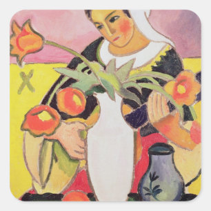 Pegatina Cuadrada El laúd Player, 1910