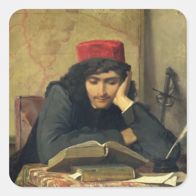 Pegatina Cuadrada El lector, 1856 (Anverso)