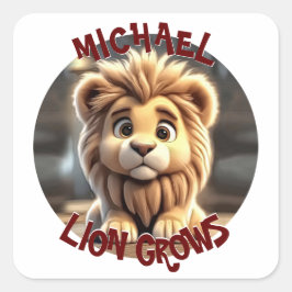 Pegatina Cuadrada El león crece