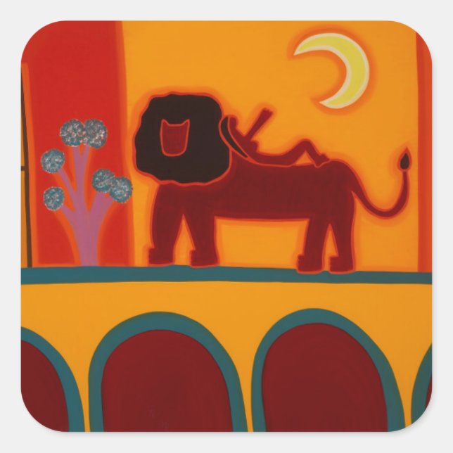 Pegatina Cuadrada El león de Fulham Broadway 2008 (Anverso)