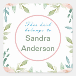 Pegatina Cuadrada El Libro Floral Moderno Pertenece Al Mensaje De No