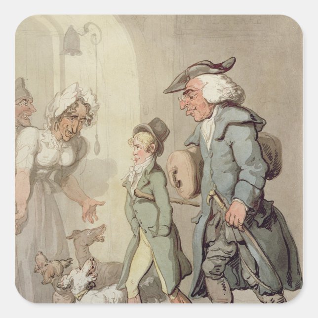 Pegatina Cuadrada El líder del oso y el oso (Anverso)