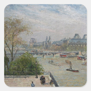 Pegatina Cuadrada El Louvre, la primavera de Camille Pissarro