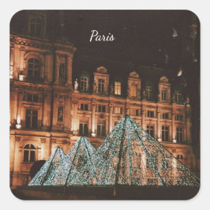 Pegatina Cuadrada El Louvre, París, Francia