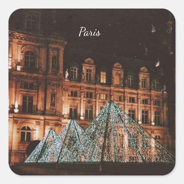 Pegatina Cuadrada El Louvre, París, Francia (Anverso)